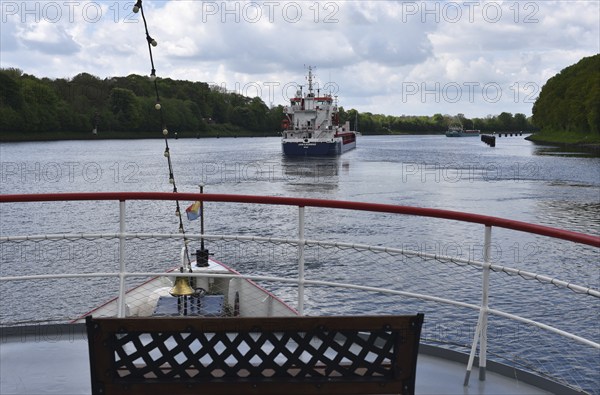 Trip on the paddle steamer, side-wheel steamer, Freya on the Kiel Canal, Kiel Canal,