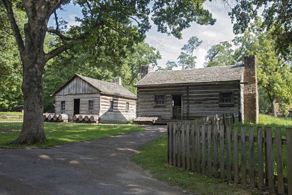 Petersburg, Illinois - Henry Onstot's residence (right) and his cooper shop (where he made buckets,