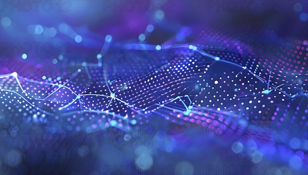 Artificial intelligence, lines, dots and pattern, vibrant blue and purple hues, abstract wallpaper