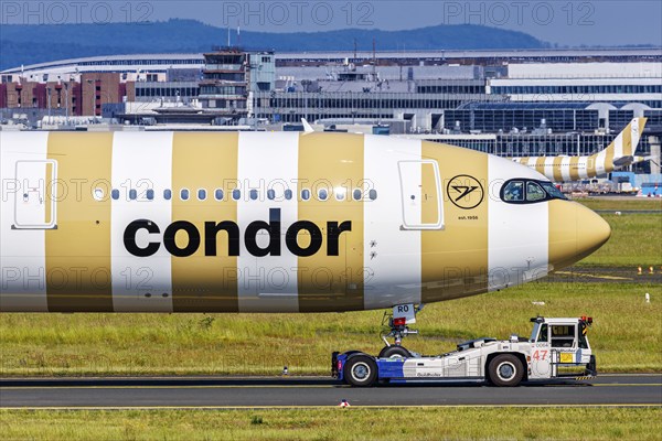 A Condor Airbus A330-900 aircraft with the registration number D-ANRO at Frankfurt Airport,