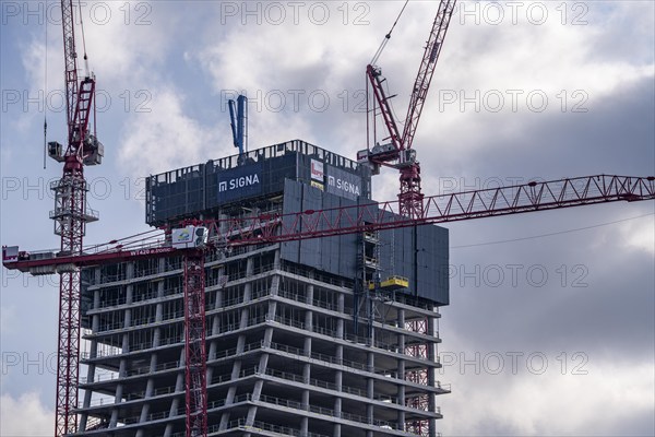 Shell of the Elbtower construction project, the architectural completion of Hafencity Hamburg, in