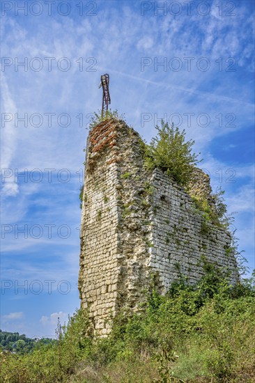Ruined tower with steel cross near Vicenza, Veneto, Italy, Europe