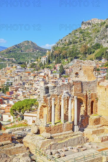 The Greek theatre, Taormina, Sicily, Italy, Europe
