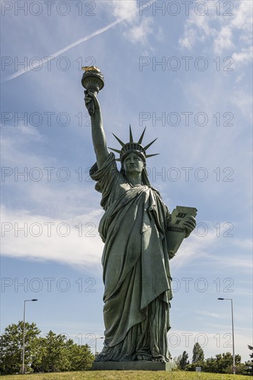 Replica of the Statue of Liberty by Frédéric Auguste Bartholdi, Colmar, Alsace, Bas-Rhin, France,