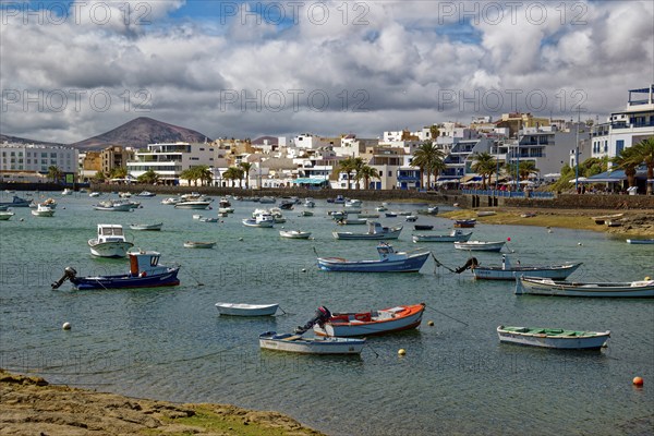 Boats in Charco de San Ginés harbour, Arrecife, Lanzarote, Canary Islands, Canary Islands, Spain,