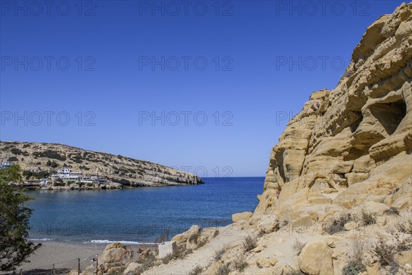 View of partial view of former Roman necropolis with sandstone caves carved into sandstone Cave