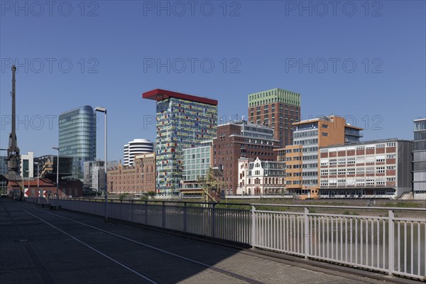 Skyline Media Harbour, Colorium high-rise with Innside Hotel, Sign office tower, Düsseldorf Media
