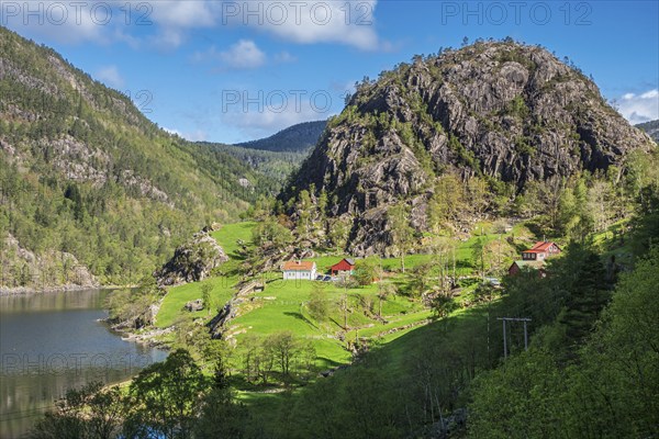 Landscape along the historical tourist road Ryfylkeveien north of Erfjord, Ryfylke, Rogaland,