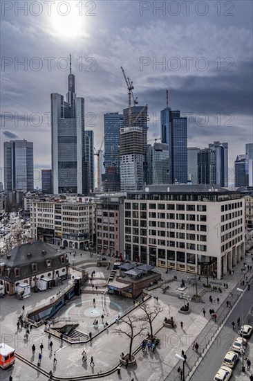 Skyline of Frankfurt am Main, at the Hauptwache, Hesse, Germany, Europe