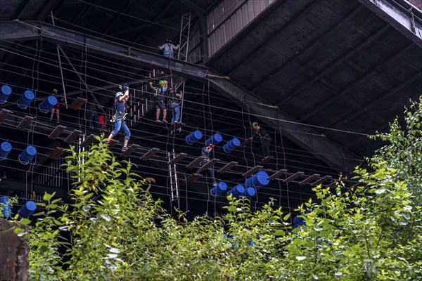 Landschaftspark Duisburg Nord, high ropes course, high ropes course, in the former foundry hall of