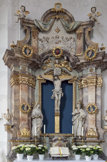 Baroque side altar of St Kilian's Church, Pretzfeld, Upper Franconia, Bavaria, Germany, Europe