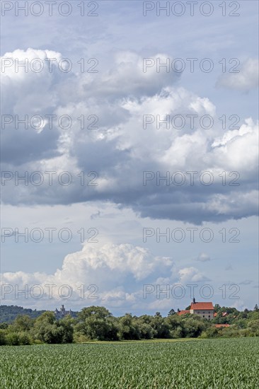 Thunderstorm over Marienburg Castle and Poppenburg Castle, Burgstemmen, Lower Saxony, Germany,
