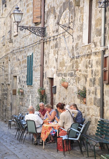 People in the historic centre of Bolsena, Lazio, Italy (for editorial use only)