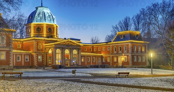 Christmas lights snow winter spa gardens bathhouse Bad Oeynhausen Germany