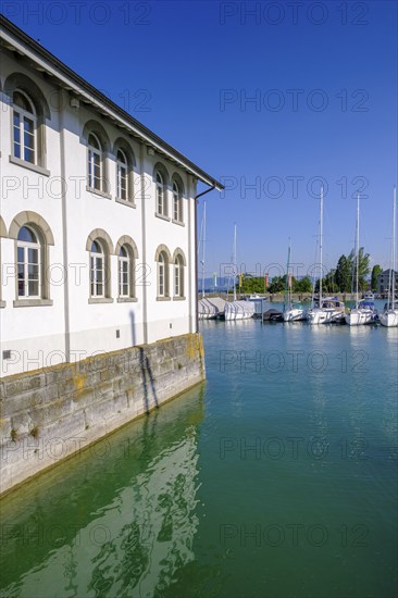 Harbour and museum at the harbour, Romanshorn on Lake Constance, Canton Thurgau, Switzerland,