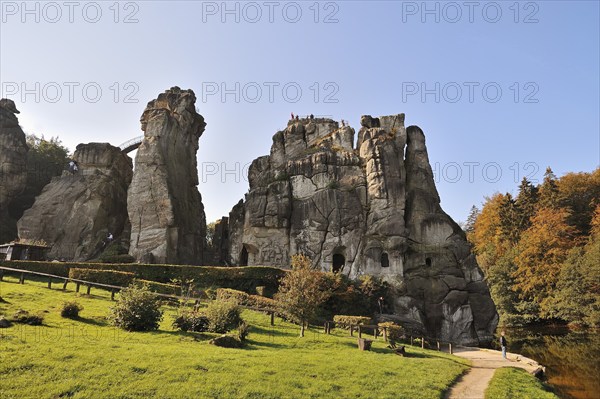 Externsteine in autumn, Teutoburg Forest, Horn-Bad Meinberg, North Rhine-Westphalia, Germany,
