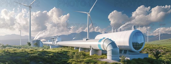 Hydrogen project pipeline bringing clean green ecologic energy, AI generated