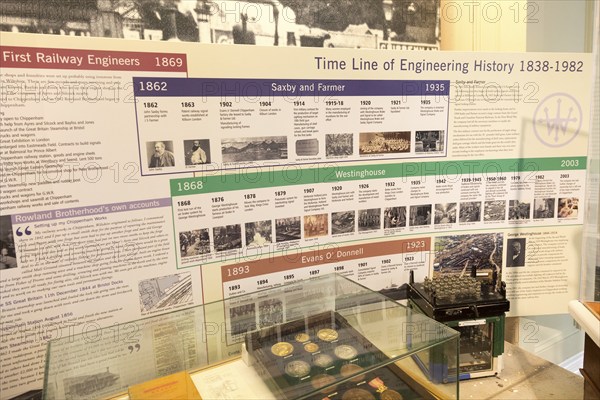 Display about railway engineering history with permission of Chippenham museum, Wiltshire, England,