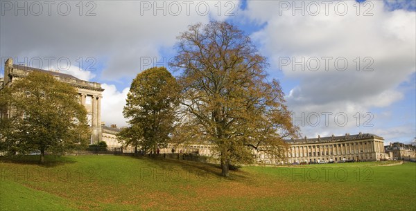 Autumn tree colours at The Royal Crescent, architect John Wood the Younger built between 1767 and