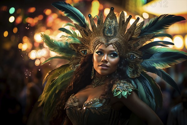 Captivating image capturing the essence of the Rio Carnival, showcasing a dancer adorned in an