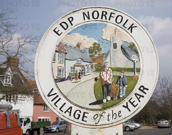 Village of the Year sign at Loddon, Norfolk, England, United Kingdom, Europe
