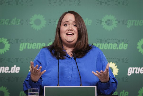 Ricarda Lang, Federal Chairwoman of Bündnis 90/Die Grünen, recorded during a press conference in