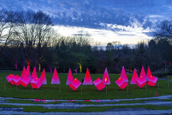 Parkleuchten, event in winter, in the Grugapark in Essen, many different light installations,
