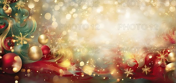 Abstract wallpaper illustration of Christmas symbols for gift cards, swirling shapes and lines, in