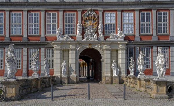 Entrance with SKupturen in front of the Ducal Palace Wolfenbüttel Germany