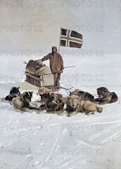 Captain Roald Engelbregt Gravning Amundsen 1872 to 1928 At the South pole under the Norwegian flag