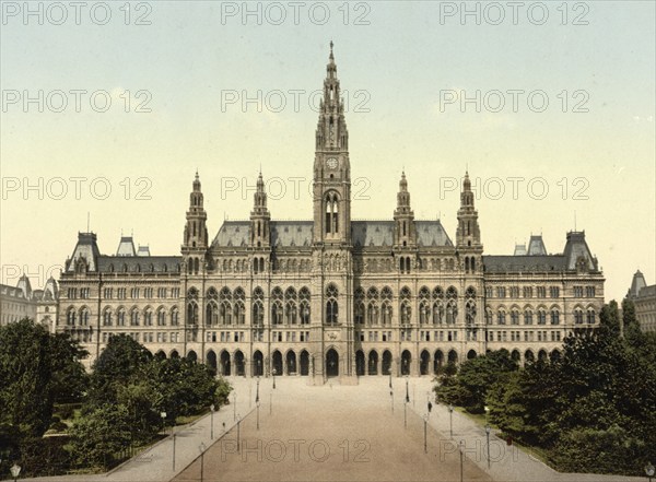 Das Rathaus von Wien, Österreich, digital restaurierte Reproduktion eines Originals aus dem 19.