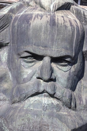 Karl Marx Monument, 40-tonne sculpture, best-known landmark of the city of Chemnitz, Saxony,