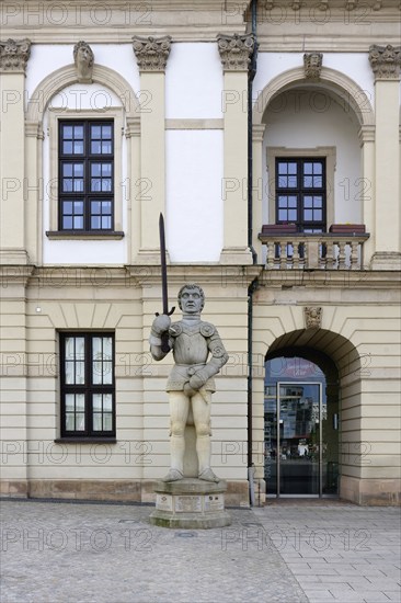 Roland statue in front of the City Hall, Magdeburg, Saxony Anhalt, Germany, Europe