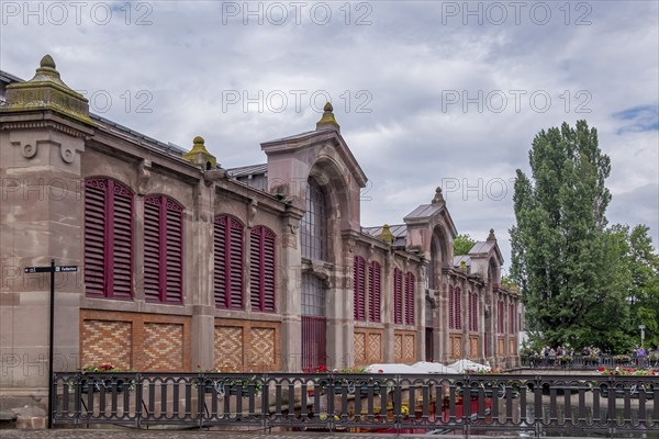 Market hall Marché couvert on the canal, La Petite Venise district, Little Venice, Old Town,
