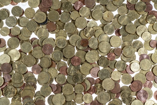 Coins, euro coins, cent coins, one cent, two cent, five cent, ten cent, twenty cent, fifty cent,