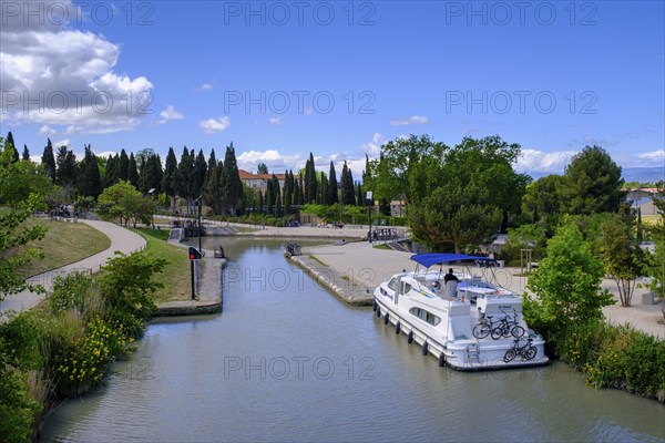 Fonseranes lock stairs, Échelle d'Écluses de Fonseranes, Neuf Ecluses, Canal du Midi, Beziers,