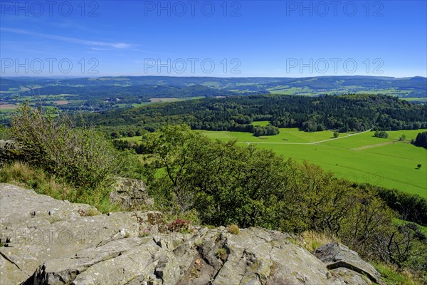 Rock at the summit, Milseburg, near Hofbieber, Kuppenrhön, Rhön, Hesse, Germany, Europe