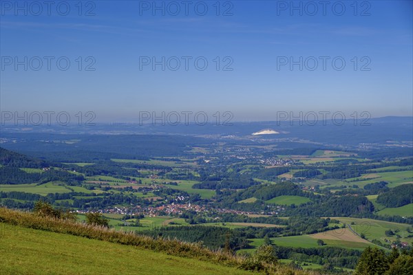 Panoramic view from the Wasserkuppe, Wasserkuppe, Rhön, district of Fulda, Hesse, Germany, Europe