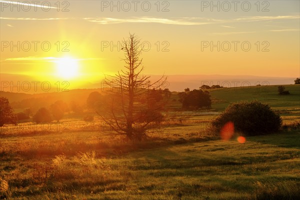 Sunrise, Hochrhönstraße, near Schwabenhimmel, UNESCO Biosphere Reserve, near Hausen, Rhön, Bavarian