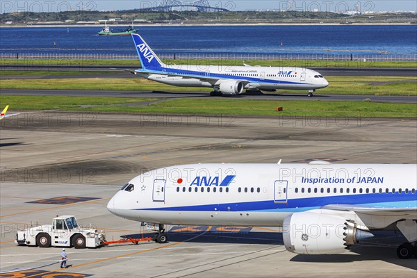 Boeing 787-9 Dreamliner aircraft of ANA All Nippon Airways at Tokyo Haneda Airport, Japan, Asia