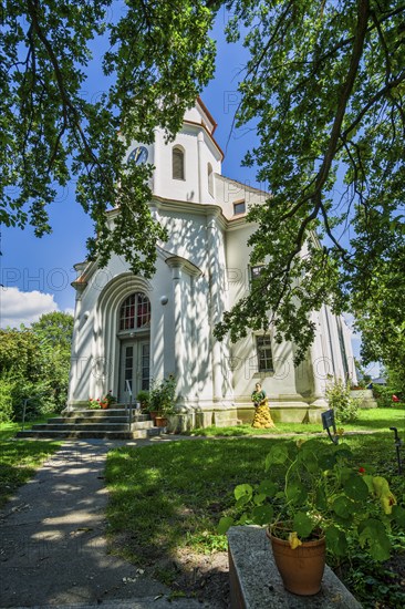 Cycle path church in Kienitz, Letschin, Brandenburg, Germany, Europe