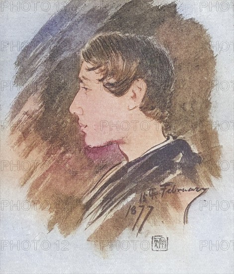 Rabindranath Tagore or Rabindranath Thakur, aged 16, 7 May 1861 to 7 August 1941, a Bengali