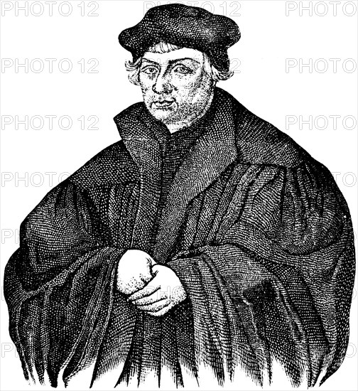 Johannes Bugenhagen (1485-1558) after a painting by Lucas Cranach 1543, Doctor Pomeranus, German