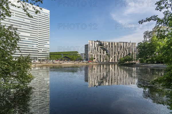Modern architecture of the Kö-Bogen and Dreischeibenhaus building complex, state capital
