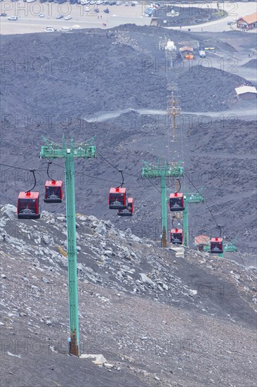 Mount etna cable car, Etna, Sicily, Italy, Europe