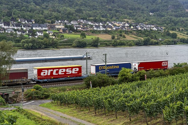 Upper Middle Rhine Valley, railway line on the right bank of the Rhine, goods train line, up to 400