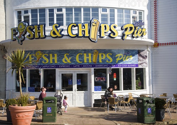 Fish and Chips restaurant on Clacton Pier, Essex, England, United Kingdom, Europe