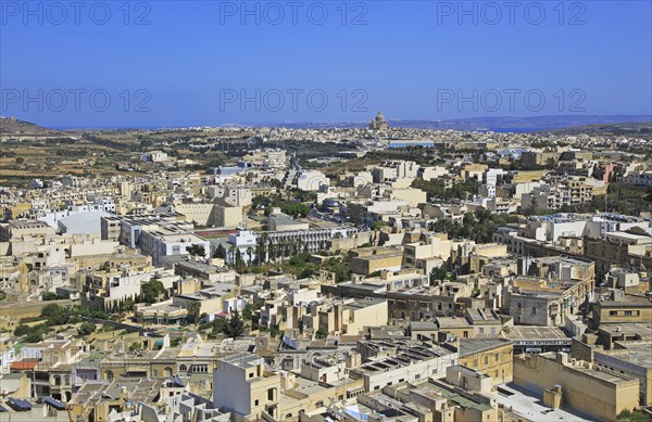 High density buildings looking east towards Xewkija from the town of Rabat Victoria Gozo, Malta,