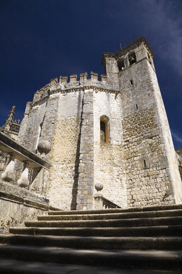 Fortified structure with bell tower, parapets and battlements, The Convent of Christ, Tomar,