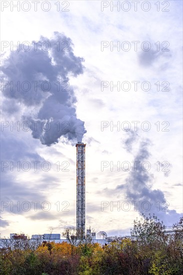 Emission from a chimney of an industrial plant, Papierfabrik Sappi Ehingen GmbH, Ehingen an der